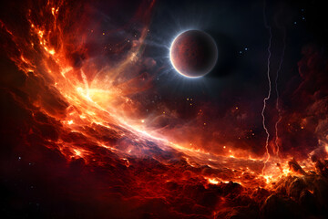 Obraz premium Artistic Representation of Abiogenesis: The Emergence of Life through Natural Processes on Early Earth