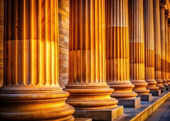 Obraz premium Classical Sandstone Pillars Row, Ancient Architecture, Stone Columns, Roman Columns, Architectural Photography, Portrait Photography, Sandstone Texture