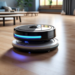Modern Robotic Vacuum Cleaner in a Stylish Living Room