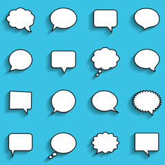 Blank empty white speech bubbles