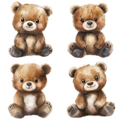 Cute Watercolor Bear on white background