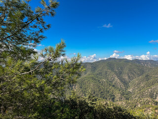 Mountain panorama visible from the area of ​​Kykkos Monastery in Cyprus