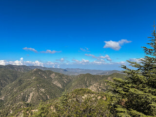 Mountain panorama visible from the area of ​​Kykkos Monastery in Cyprus