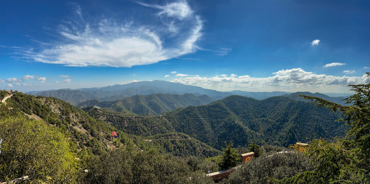 Mountain panorama visible from the area of ​​Kykkos Monastery in Cyprus