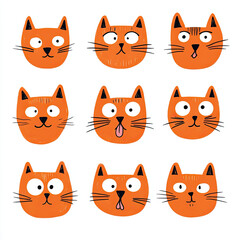 Fototapeta premium Playful Orange Cat Faces Collection