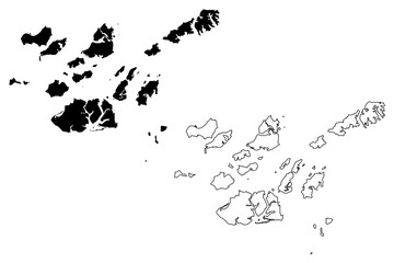Bolama Region (Republic of Guinea-Bissau, Regions of Guinea Bissau) map vector illustration, scribble sketch Bissagos (Bijagos) Islands map