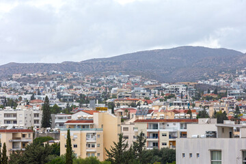 Fototapeta premium Panoramic View of Limassol Landscape Against a Mountainous
