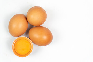 collection of raw eggs isolated on white background
