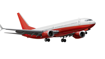 Red and White Airplane Landing