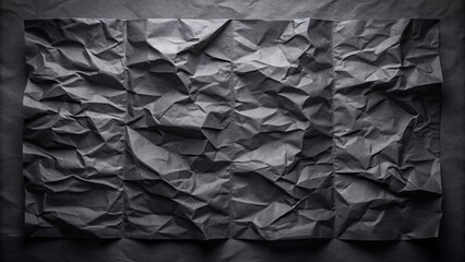 A crumpled sheet of black paper with a textured surface, creating an abstract backdrop for a minimalist design.