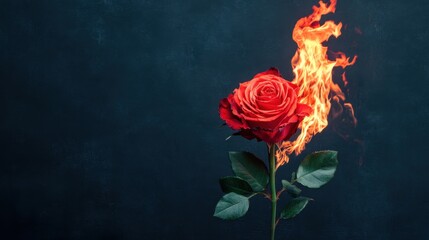 Anti-Valentine Rebellion Fiery Rose Symbolizes Love's Defiance Abstract Art Studio Bold Concept