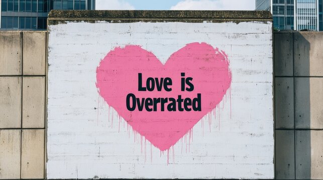Anti-Valentine Rebellion Love is Overrated Mural Urban Setting Street Art Bold Message