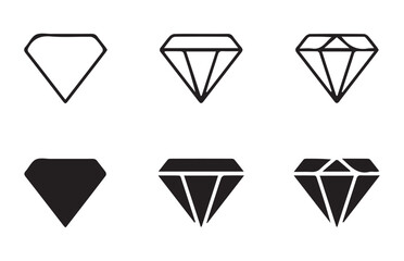 Valuable gem simple line icon set. Jewel and Gem Icons and Symbols. Gemstone diamond collection. Vector illustration EPS 10