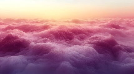 Fototapeta premium A breathtaking view of fluffy pink and purple clouds during sunset, creating a dreamy atmosphere as the soft light bathes the sky in calming hues.