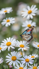 Background flower butterfly spring garden floral beauty blossom plant blue. Garden spring butterfly background summer flower field white color season banner daisy wild morning nature meadow bloom te
