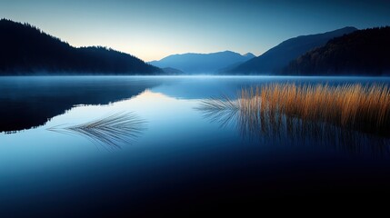 Fototapeta premium Serene Mountain Lake at Dawn