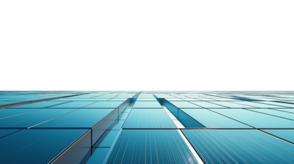 Industrial Rooftop with Neatly Arranged Solar Panels Under a Transparent.