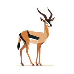 Flat vector gazelle, minimalist design, isolated on a white background.

