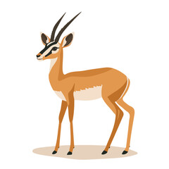 Flat vector gazelle, minimalist design, isolated on a white background.

