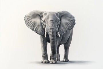 Obraz premium Studio photo of an elephant isolated against a white background. Wildlife and conservation concept, space for copy.
