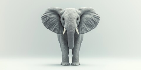 Studio photo of an elephant isolated against a white background. Wildlife and conservation concept, space for copy.