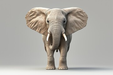 Obraz premium Studio photo of an elephant isolated against a white background. Wildlife and conservation concept, space for copy.