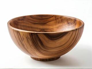 wooden bowl on white background