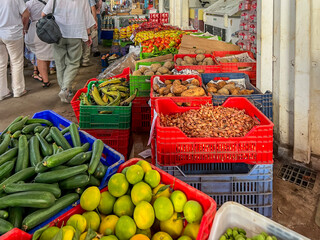 One of the streets of Nicosia (Turkish part) full of shops, cafes and bars and street trade. Various goods for sale