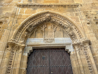 Obraz premium Doorway and part of the wall above the doorway to the Hagia Sophia Cathedral (now the Selim Mosque) in Nicosia in northern Cyprus