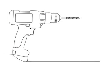 Continuous One-Line Drawing of a Drilling Tool - Minimalist Power Tool Art