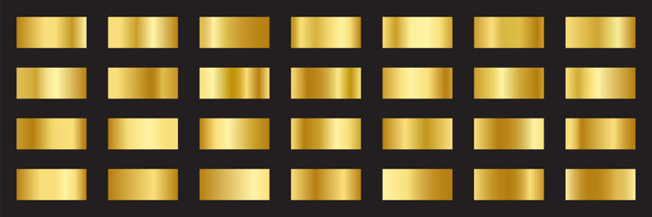 Gold gradient set. Gold metal. Gold background. Gold texture.
