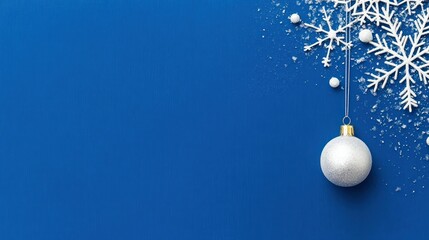 Snowflake Bauble Design on Vibrant Blue Background - Perfect for Christmas and Winter Themes