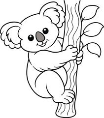 Adorable Koala Bear Coloring Page Tree Branch Eucalyptus Leaves