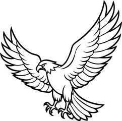 Majestic Bald Eagle Line Art Wings Spread, Soaring High