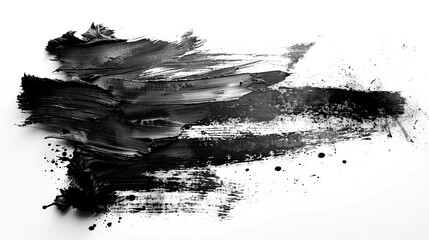 Fototapeta premium Bold black brush strokes creating dynamic abstract art on a white canvas