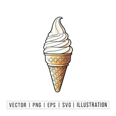 Soft Serve Ice Cream Cone - Delicious Dessert Illustration
