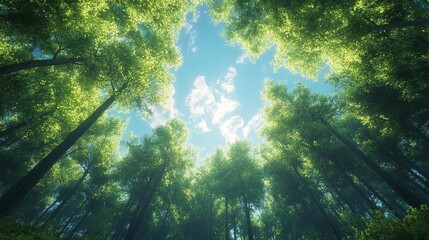 Obraz premium Sunlight Rays in Green Forest