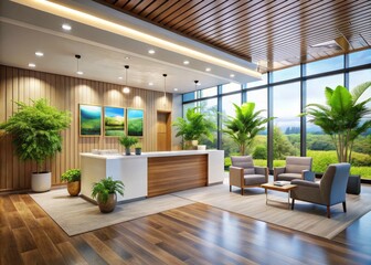 Fototapeta premium Modern Welcome Center Interior Design: Stylish Reception Area & Lobby Photos