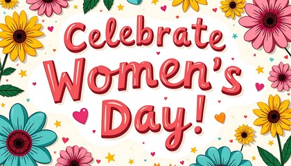 Colorful Women's Day card with flowers