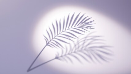 The delicate shadow of a tropical palm leaf cast on a soft purple background, creating a subtle and ethereal visual