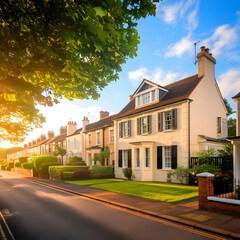 West London red-brick terraced houses, typical of Britain.
