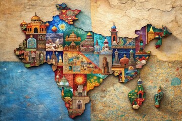 Intricate Cutout Map of India Showcasing Diverse Layers and Textures for Urban Exploration Photography Enthusiasts