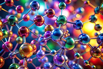 Panoramic Colorful Molecular Structure - 3D Science Visualization