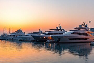Fototapeta premium Luxury Yachts at Sunrise Harbor