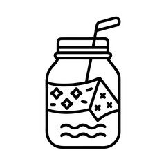 flag themed mason jar icon, independence day line art, independence icon - simple black line art icon of flag themed mason jar, for independence day celebrations. independence vector art.