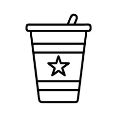 patriotic drink cup icon, independence day line art, independence icon - simple black line art icon of patriotic drink cup, for independence day celebrations. independence vector art.