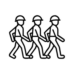 soldiers marching icon, independence day line art, independence icon - simple black line art icon of soldiers marching, for independence day celebrations. independence vector art.
