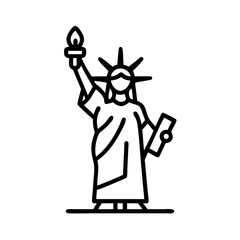 statue of liberty icon, independence day line art, independence icon - simple black line art icon of statue of liberty, for independence day celebrations. independence vector art. © Waliul
