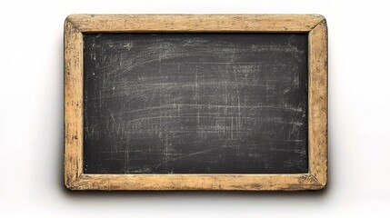 Fototapeta premium Old Vertical Textured Chalkboard with Wooden Frame on White Background