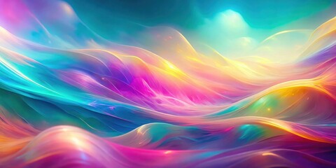 Obraz premium A vibrant abstract landscape of flowing colors and shimmering light, reminiscent of a surreal dreamscape.